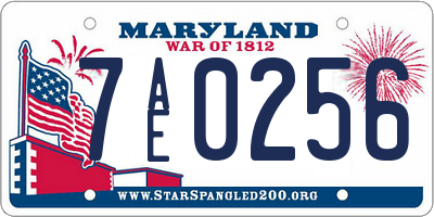 MD license plate 7AE0256