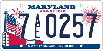 MD license plate 7AE0257