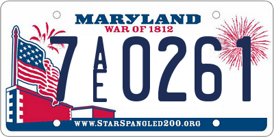MD license plate 7AE0261