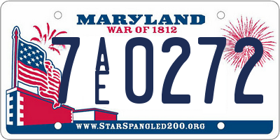 MD license plate 7AE0272