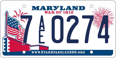 MD license plate 7AE0274