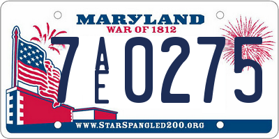 MD license plate 7AE0275