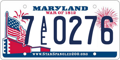 MD license plate 7AE0276