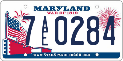 MD license plate 7AE0284