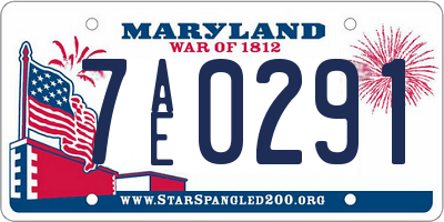 MD license plate 7AE0291
