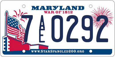 MD license plate 7AE0292