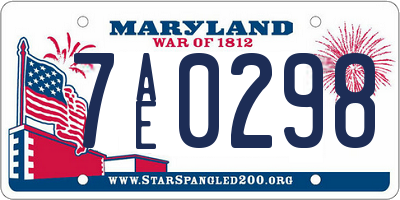 MD license plate 7AE0298