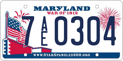 MD license plate 7AE0304