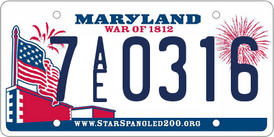 MD license plate 7AE0316