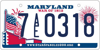 MD license plate 7AE0318