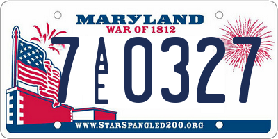 MD license plate 7AE0327