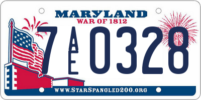 MD license plate 7AE0328