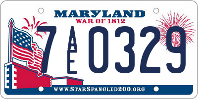 MD license plate 7AE0329