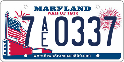 MD license plate 7AE0337