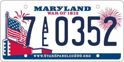 MD license plate 7AE0352