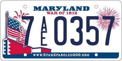 MD license plate 7AE0357
