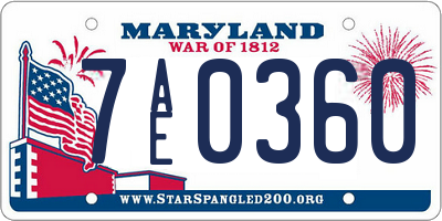 MD license plate 7AE0360