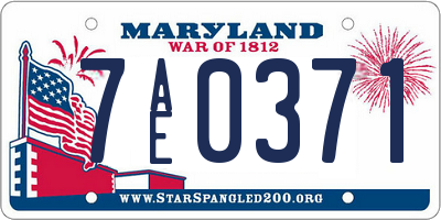 MD license plate 7AE0371