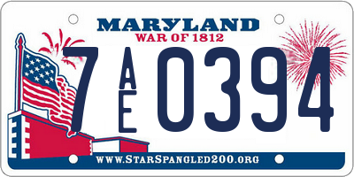 MD license plate 7AE0394
