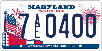 MD license plate 7AE0400