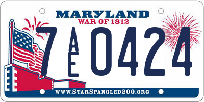 MD license plate 7AE0424