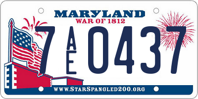 MD license plate 7AE0437