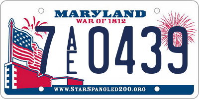 MD license plate 7AE0439