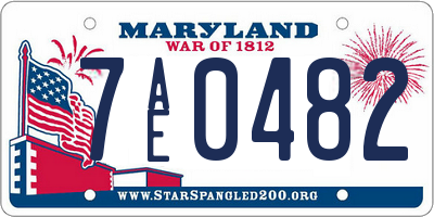 MD license plate 7AE0482