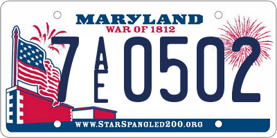 MD license plate 7AE0502