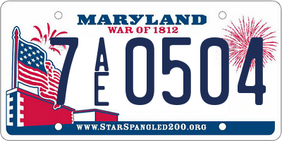 MD license plate 7AE0504