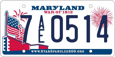 MD license plate 7AE0514
