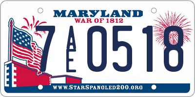 MD license plate 7AE0518