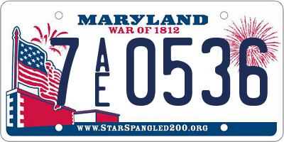MD license plate 7AE0536