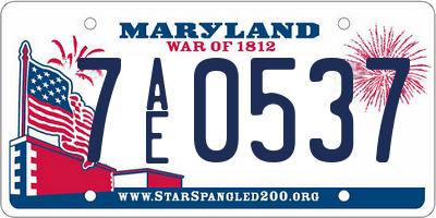 MD license plate 7AE0537