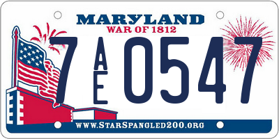 MD license plate 7AE0547