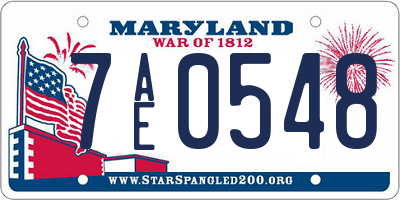 MD license plate 7AE0548