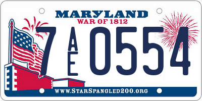 MD license plate 7AE0554