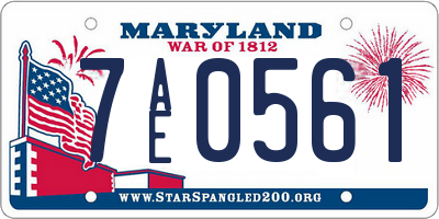 MD license plate 7AE0561