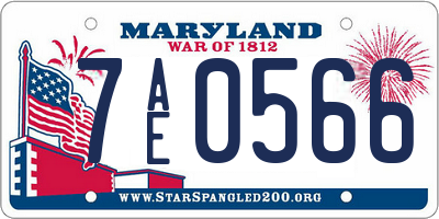 MD license plate 7AE0566