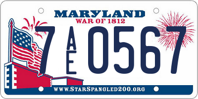MD license plate 7AE0567
