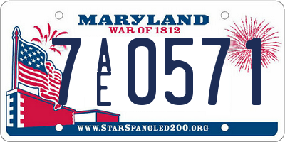 MD license plate 7AE0571