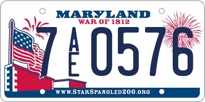 MD license plate 7AE0576