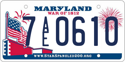 MD license plate 7AE0610