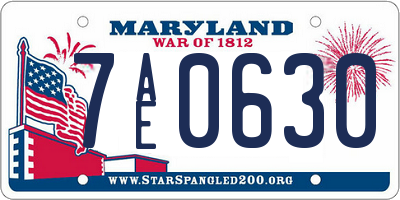 MD license plate 7AE0630