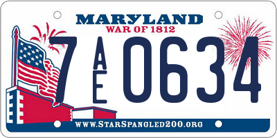 MD license plate 7AE0634