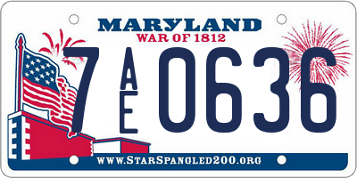 MD license plate 7AE0636