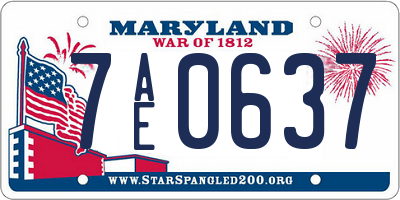 MD license plate 7AE0637