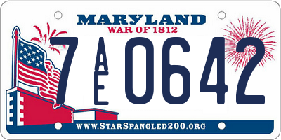 MD license plate 7AE0642