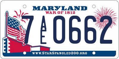 MD license plate 7AE0662