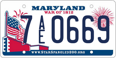 MD license plate 7AE0669